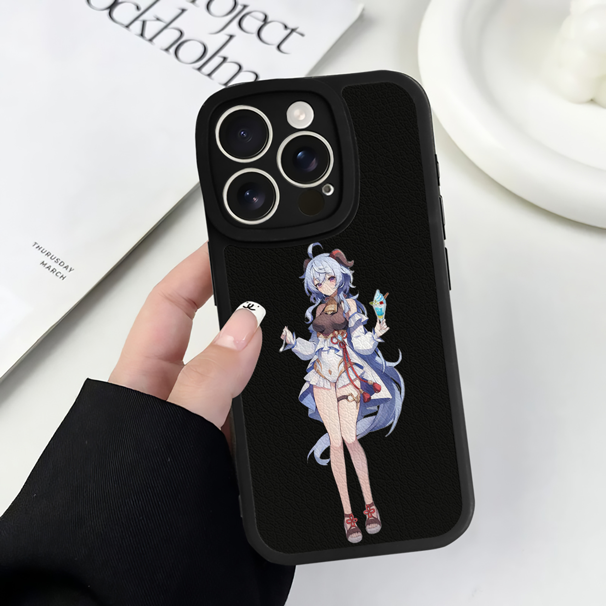 げんし神 甘雨 かんう genshin Ganyu 【iPhone 16シリーズ対応】シリコンスマホケース（レザー調） 材質：シリコン